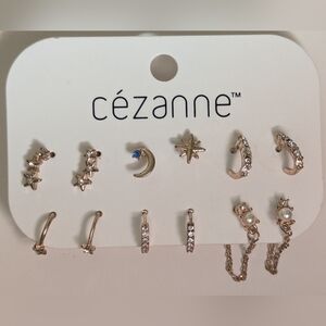 Cezanne Celestial Moon Stars Rose Gold 6 Pair 18 Piece Earring Set BNWT